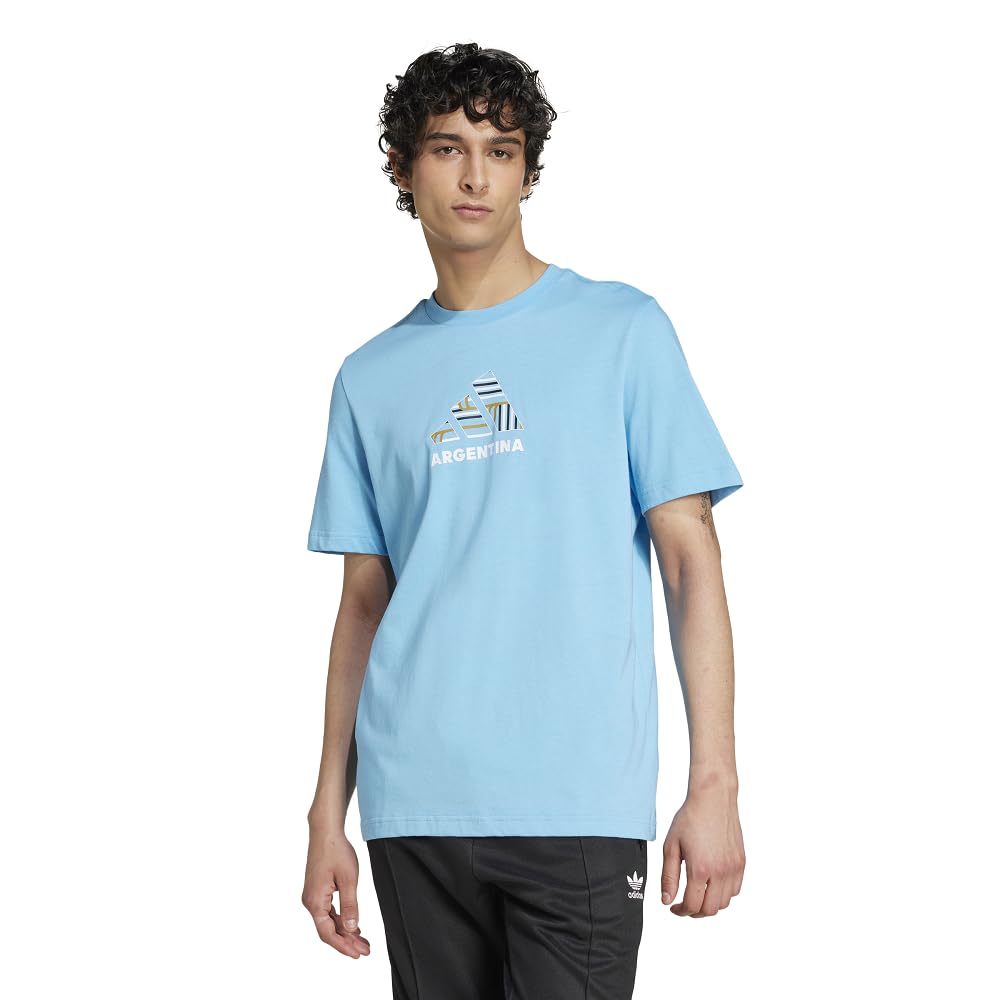 Argentina×adidas Tops & Pants & T-shirts adidas Mens Argentina Fan Graphic T-Shirt, Semi Blue Burst